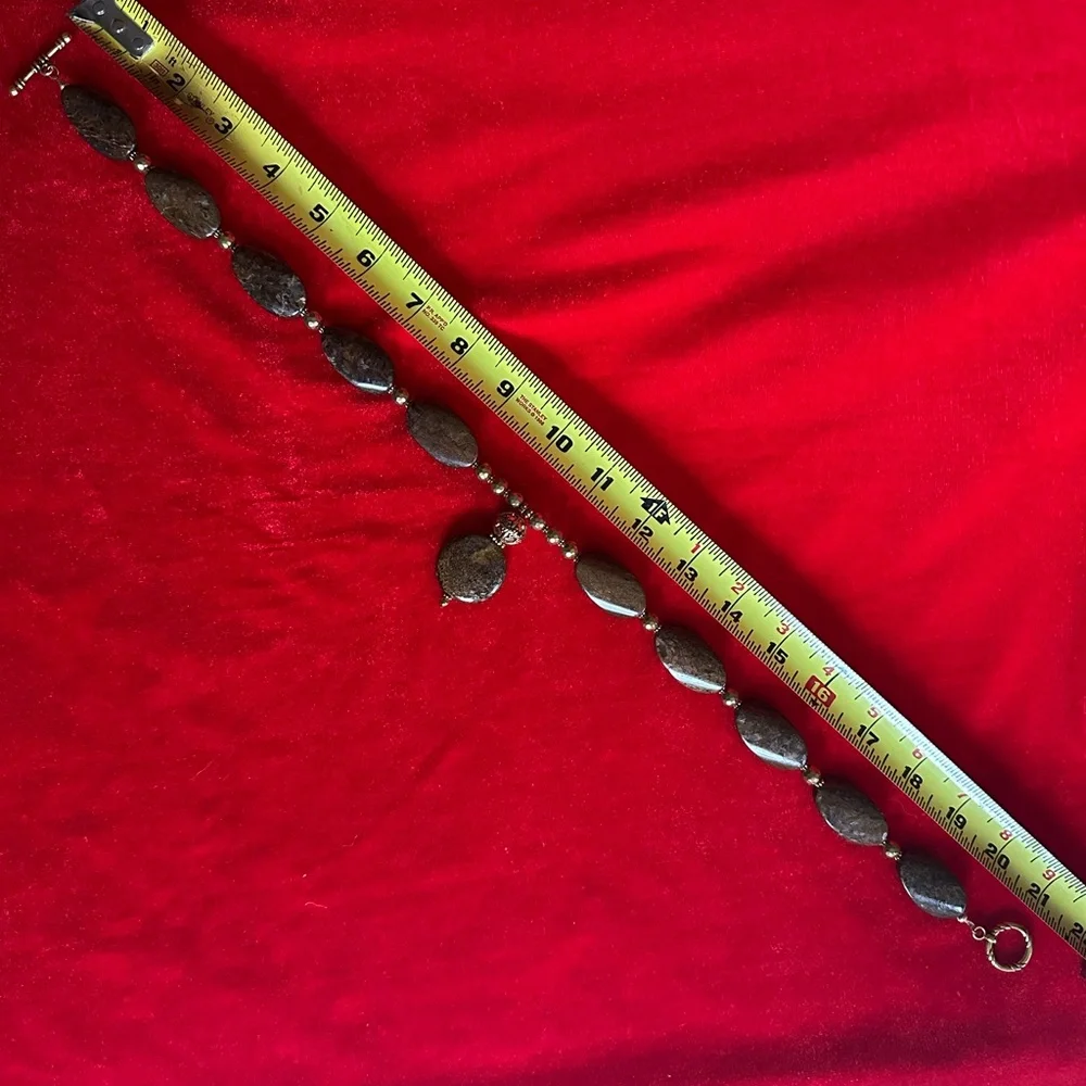 Handcrafted Bronzite & Hematite Gemstone Necklace & Earring set. - Picture 3 of 6